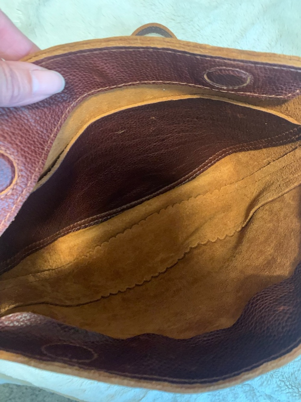 Portland Leather Medium Koala Color is Nutmeg Brown Pebbled Leather Saddle Bag - Picture 2 of 3